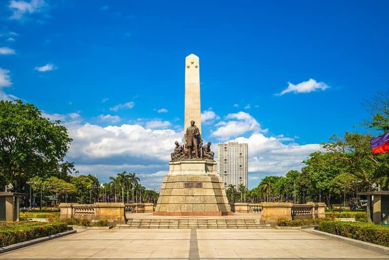 Rizal Park (Luneta Park) and Rizal Monument in Manila