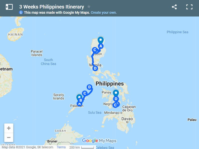 3 Weeks Philippines Itinerary map