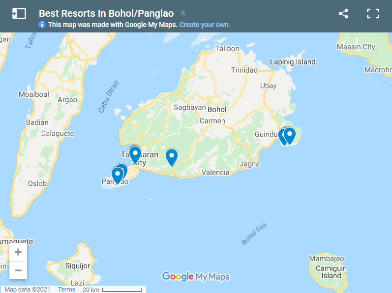 Best Resorts In Bohol Panglao map