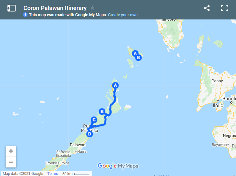 Coron Palawan Itinerary map