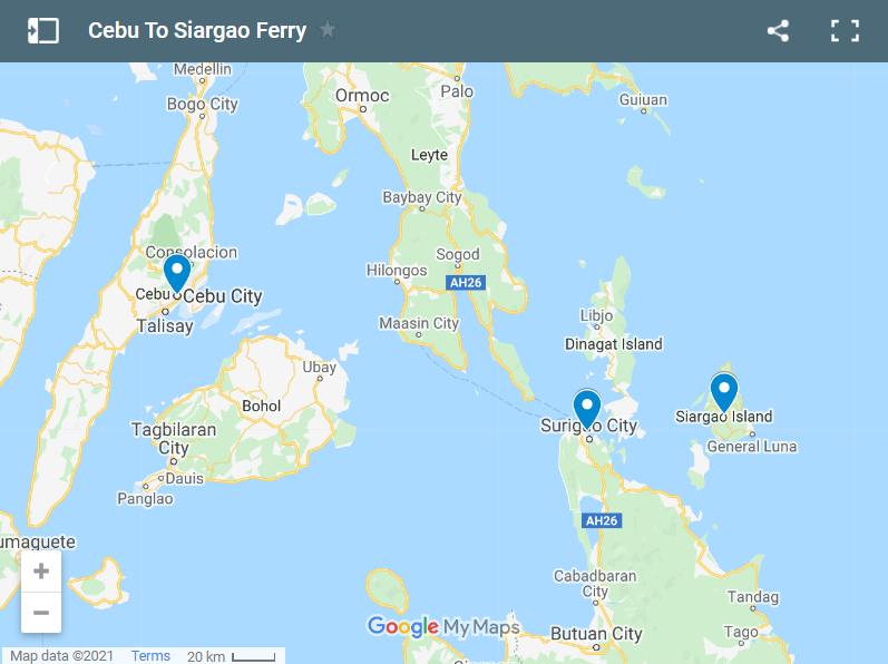 Cebu To Siargao Ferry map