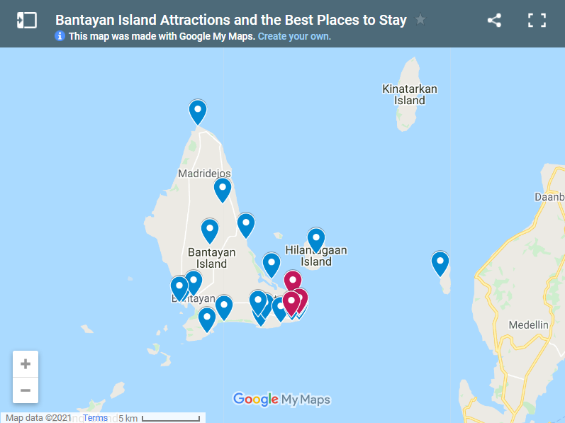 What to do in Bantayan Island map