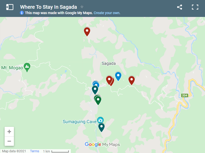 Where To Stay In Sagada map