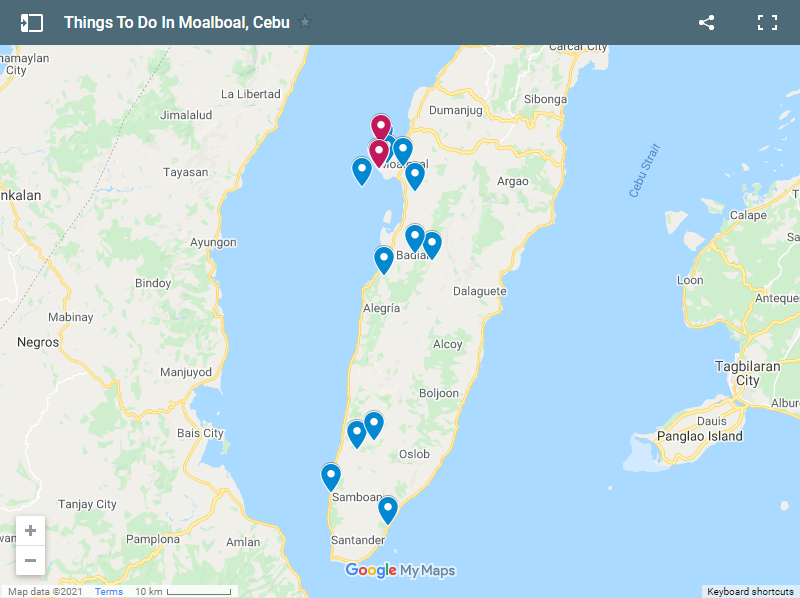 Things To Do In Moalboal, Cebu map