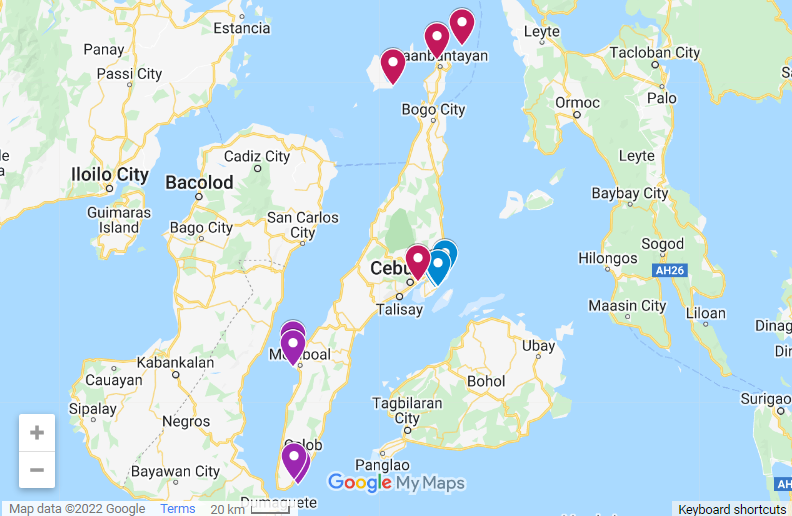 best beach resort in cebu map